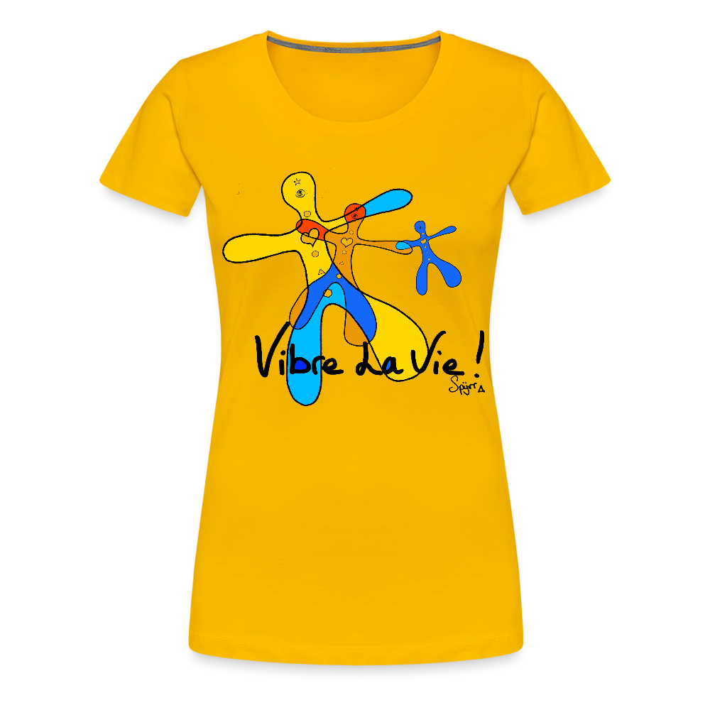 TEE-SHIRT SPYRR POUR FEMME : " Vibre en couleur Humaïnous " - jaune soleil