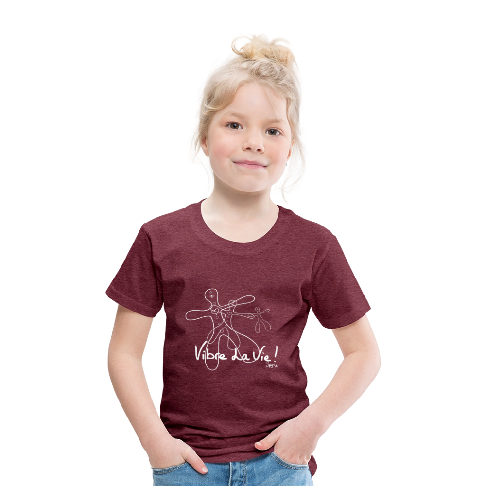 TEE-SHIRT SPYRR POUR ENFANT : " Vibre Humaïnous " - rouge bordeaux chiné