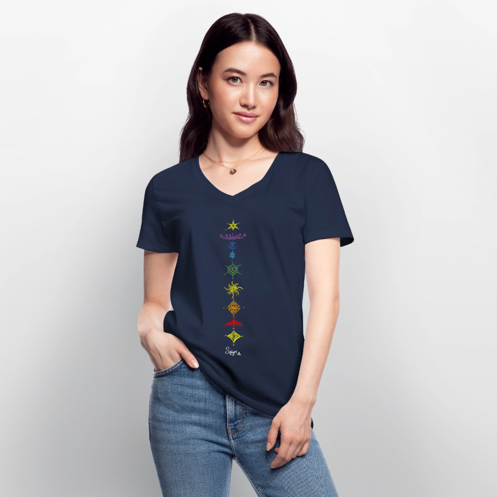 TEE-SHIRT SPYRR POUR FEMME : " Vibre tes chakras" - marine