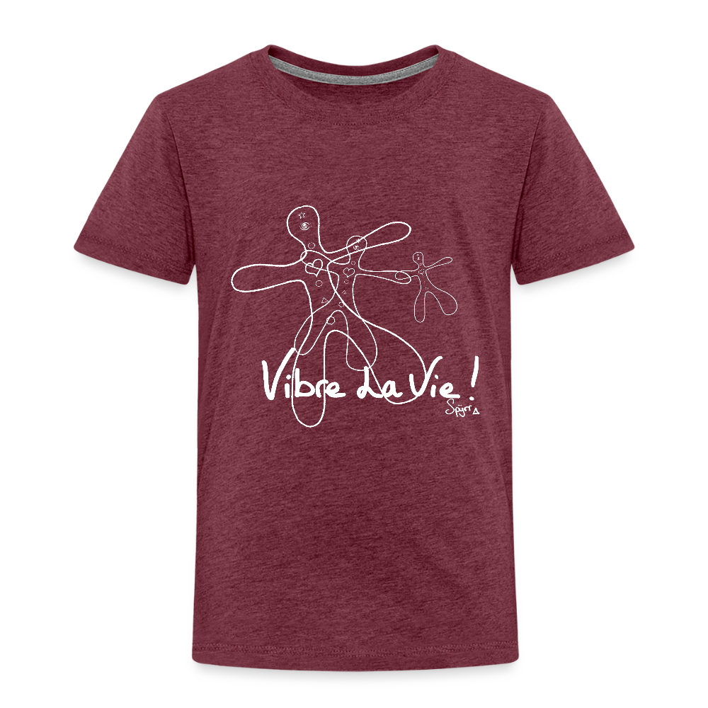 TEE-SHIRT SPYRR POUR ENFANT : " Vibre Humaïnous " - rouge bordeaux chiné