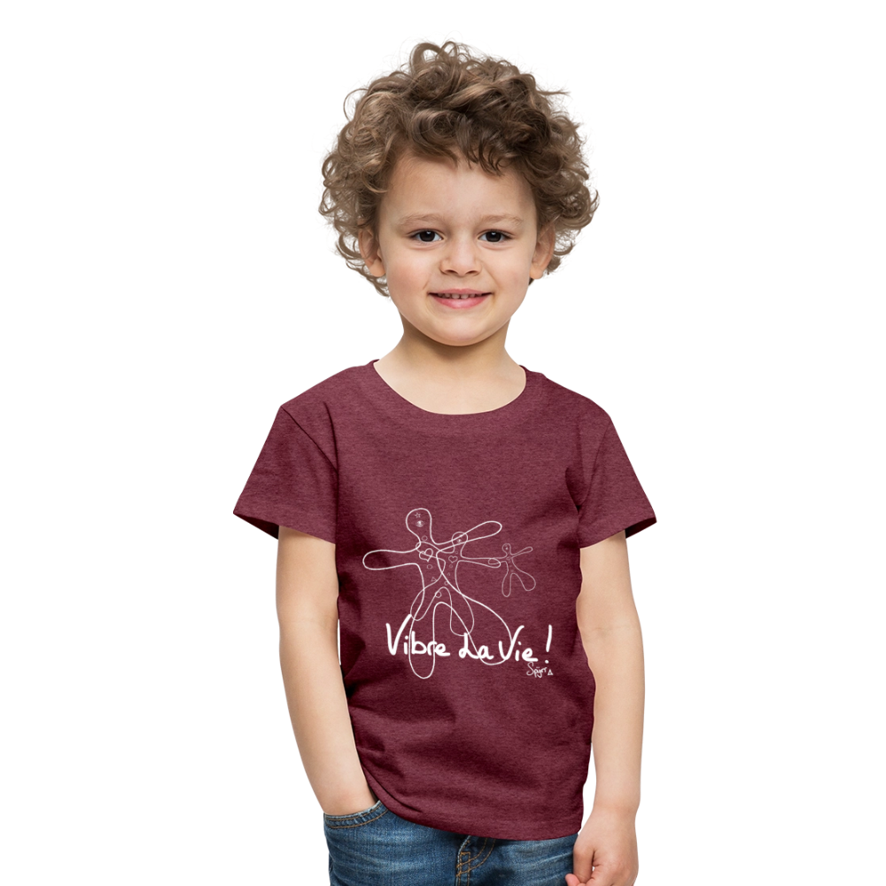 TEE-SHIRT SPYRR POUR ENFANT : " Vibre Humaïnous " - rouge bordeaux chiné