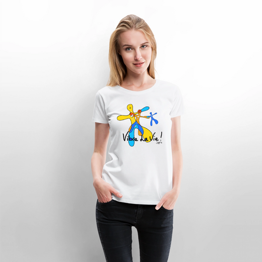 TEE-SHIRT SPYRR  POUR FEMME : " Vibre en couleur Humaïnous " - blanc