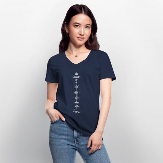TEE-SHIRT SPYRR  POUR FEMME : " Vibre tes Chakras  " - marine