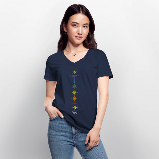 TEE-SHIRT SPYRR  POUR FEMME : " Vibre  tes chakras" - marine
