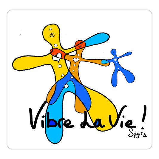 Autocollant SPYRR "Vibre la vie en couleur" -Fond blanc - blanc mat