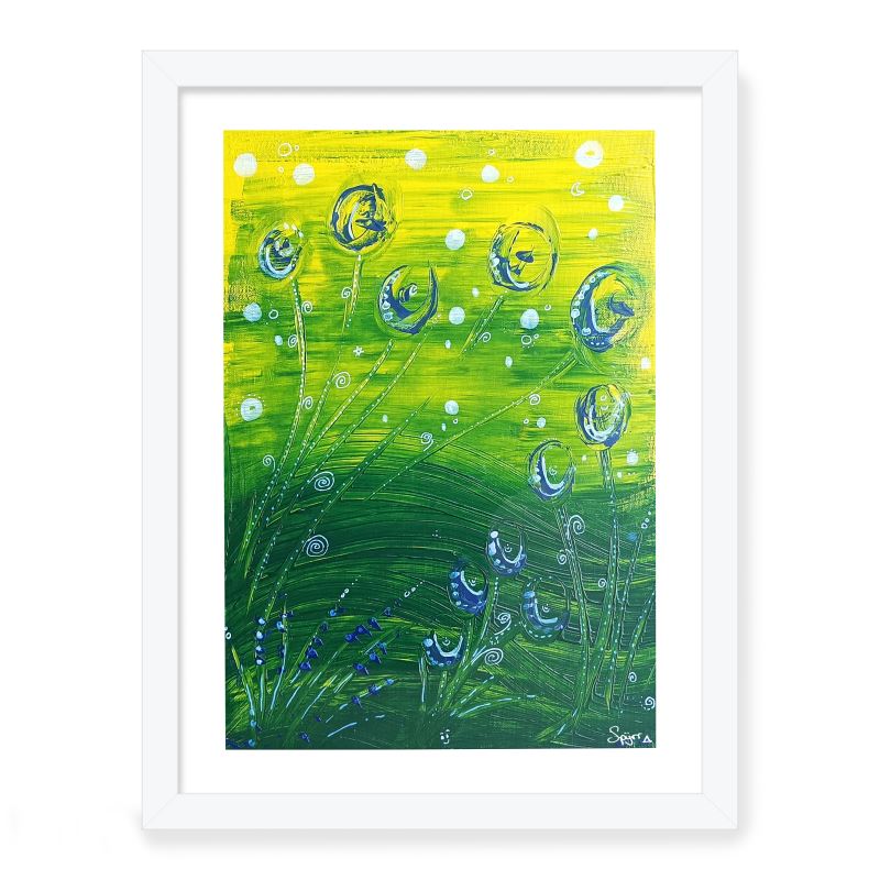 Tableau encadré Spyrr "Les coquelicots bleu de Lumia"
