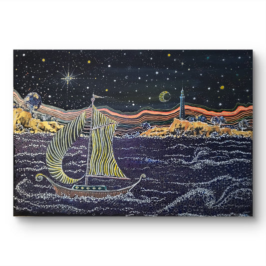 ENCHERES EN COURS- " L'odyssée d'Ilias" - 70x50 cm