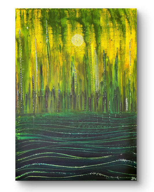ACRYLIQUES - " Soleil vert" - 50x70 cm